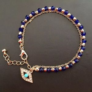 ❤️gorgeous blue eyes blue beads adjust bracelet